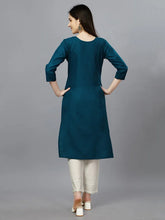 Blue Straight Embroidered Kurti-1001